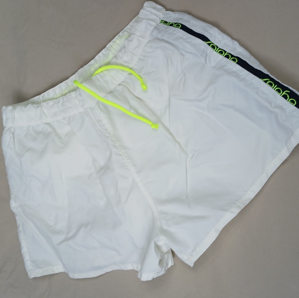 Byblos White Athletic Byblos Shorts with Neon Yellow Accents